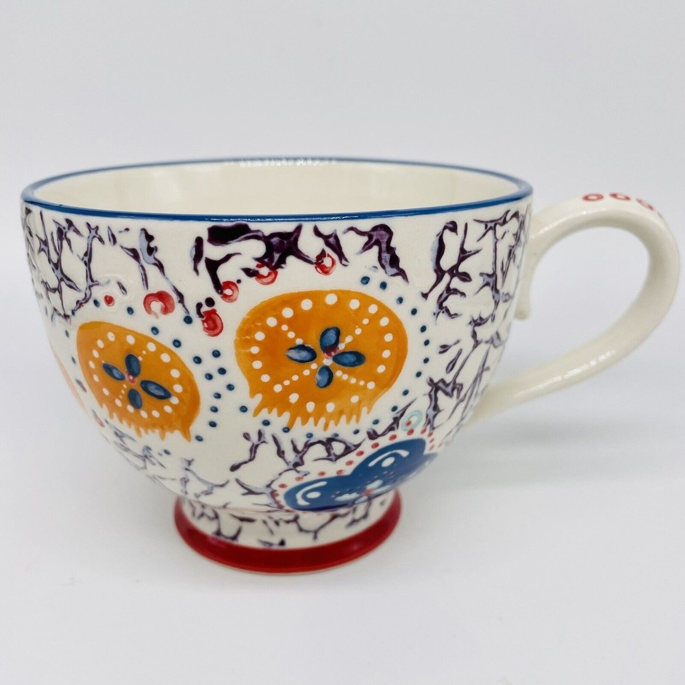 Julia Minasian by Coastline Imports Floral Hand Painted Tea Cup Coffee Mug Mint